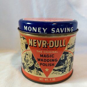NEVR DULL MAGIC WADDING POLISH ~ TIN CAN ADVERTISING ~ EMPTY~